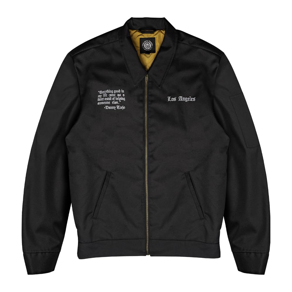 Trejo's Tacos Mechanics Jacket - 100% Cotton Zip-Up Workwear - Black Small