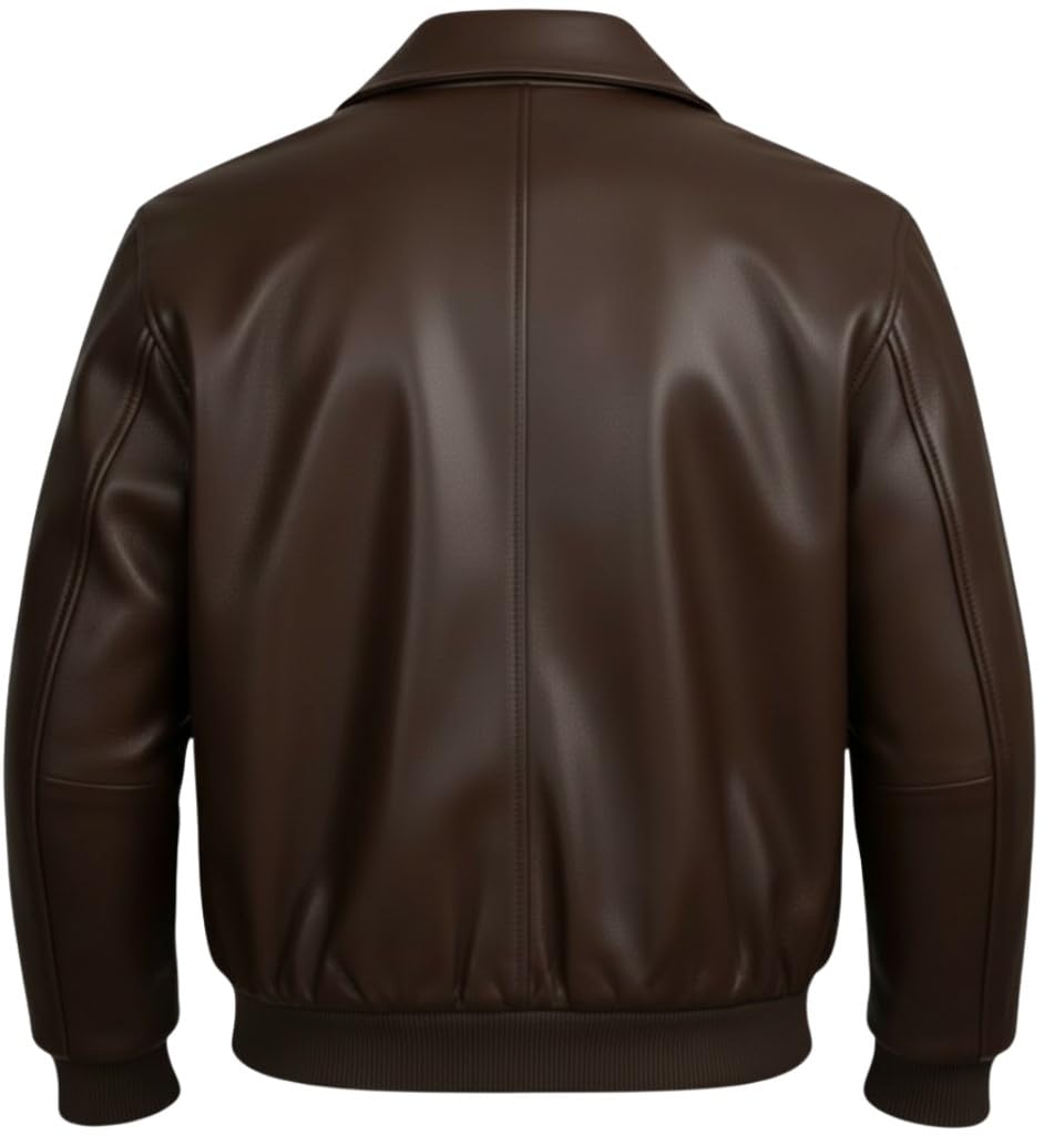 Men's A2 Aviator Bomber Leather Jacket - US Air Force A-2 Military Flight Pilot WWII Real Genuine Leather Jacket for men (US, Alpha, Large, Regular, Regular, Dark Brown)