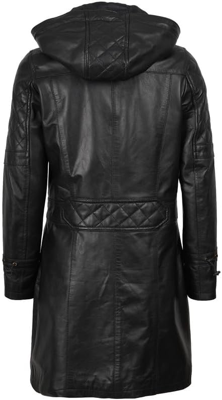 Decrum Womens Leather Coats - Women Leather Jackets Black | [1309255] Lisa Hooded Black, XL