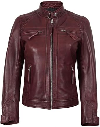 Blingsoul Womens Red Leather Jacket | [1315915] Diamond1 Maroon, XL