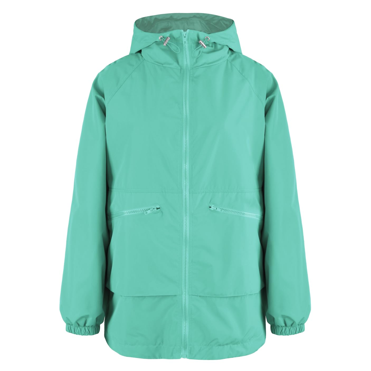 PESION Rain Jacket Women Lightweight Waterproof Raincoat with Hood Cycling Biker Jackets, Lake Green