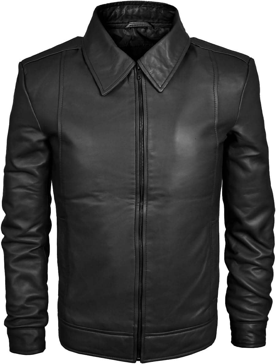 Cheemaz Mens Leather Jacket - Real Lambskin Classic Vintage Style Leather Jackets For Men Brown Leather Jacket for Mens (as1, alpha, l, regular, regular, Black Lambskin Jacket)