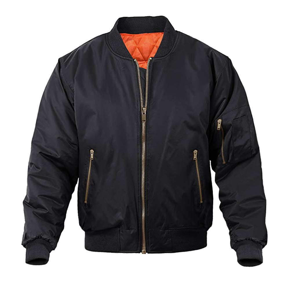 MAGNIVIT Men's Bomber Jacket Active Lightweight Military Outwear Black L