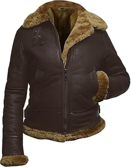 CHAQUETAS STORE Womens B3 Shearling Bomber Jacket - Winter Aviator Pilot Genuine Sheepskin Brown Leather Jacket Removable Hoodie (US, Alpha, Medium, Regular, Regular, Brown)