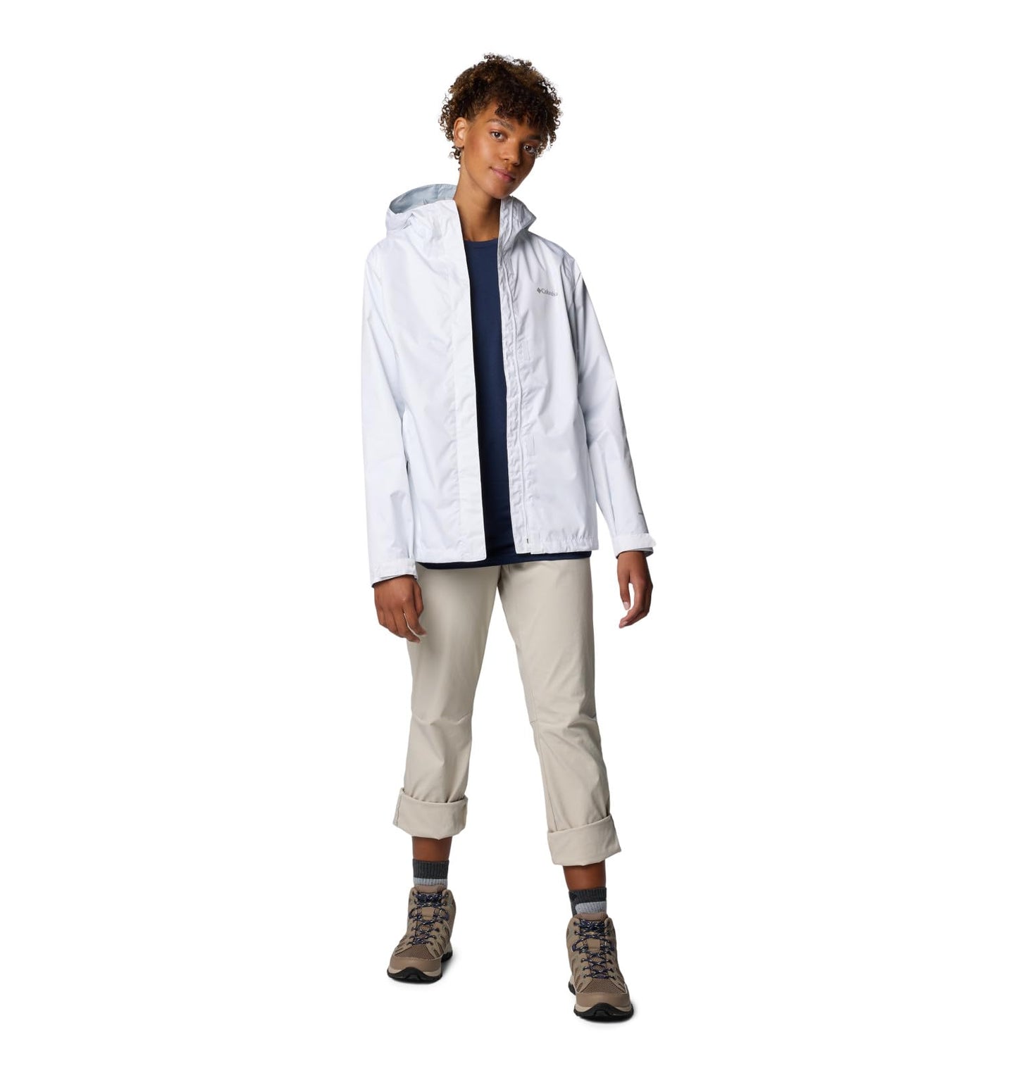 Columbia Womens Arcadia II Waterproof Rain Jacket, White/Cirrus Grey, Medium