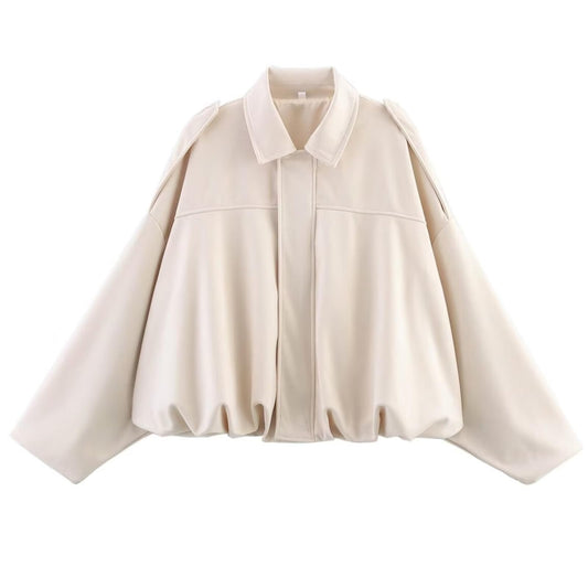 Csvinkiko Women's Faux Suede Bomber Jacket Oversized Pilot Coats Fall Lapel Zip Up Motorcycle Streetwear Outerwear(Beige, Small)