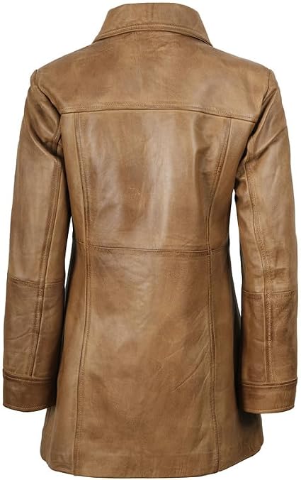 Decrum Womens Blazer Leather Jacket - Car Coat Women | [1326842] Kandis Brown, S