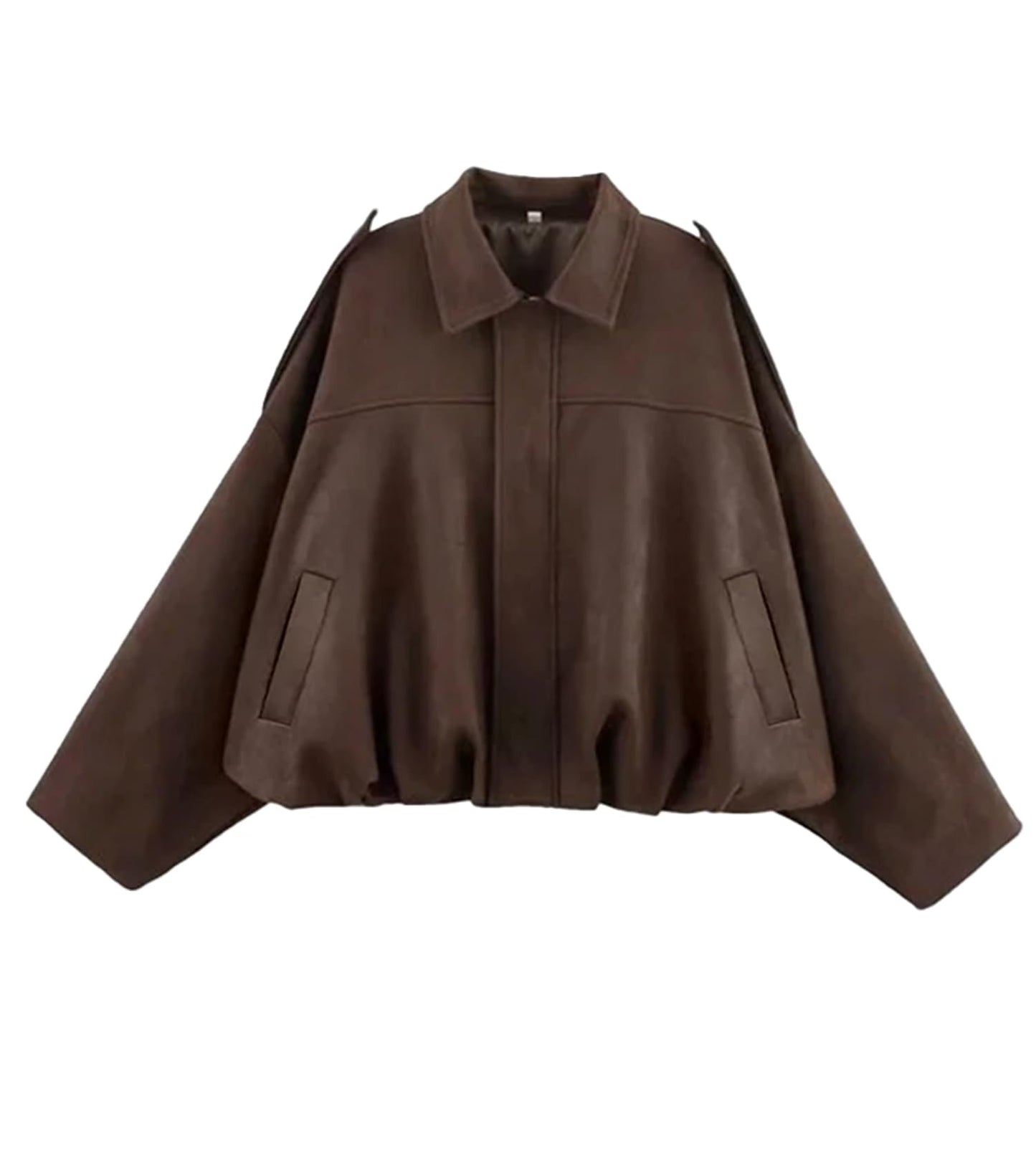 Bnigung Womens Faux Suede Bomber Jacket Casual Lapel Pilot Cropped Coat Oversized Motorcycle Jackets 2025 Outerwear(Coffee-M)