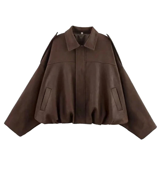 Bnigung Womens Faux Suede Bomber Jacket Casual Lapel Pilot Cropped Coat Oversized Motorcycle Jackets 2025 Outerwear(Coffee-M)