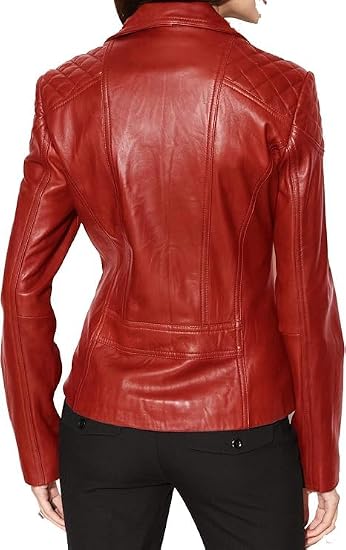 Captain Cory Womens Bambert Red Lambskin Genuine Leather Jacket, Biker Jacket X-Large-A Perfect Valentine Jacket