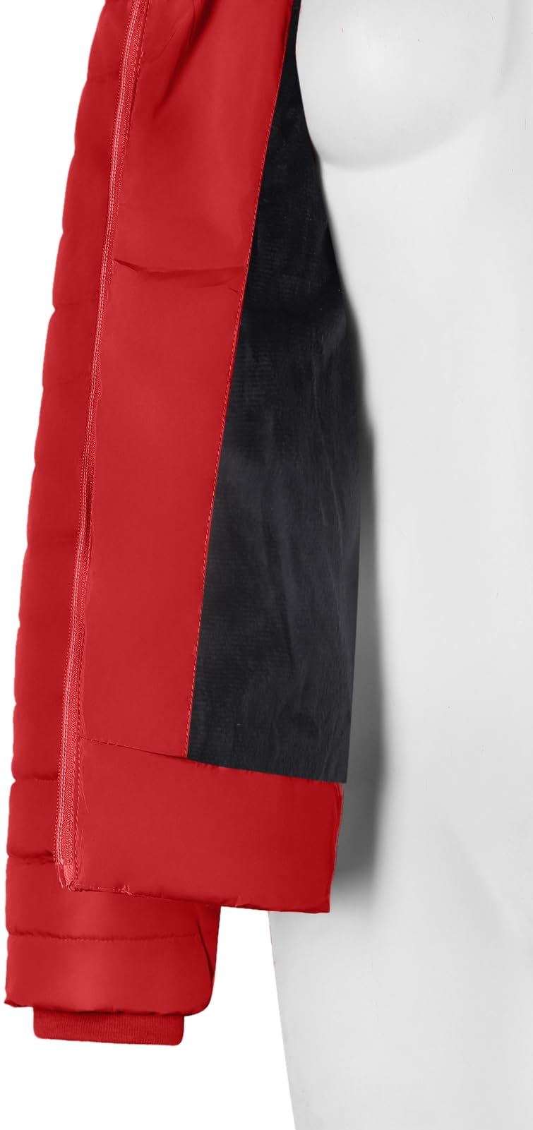 BodiLove Women's Everyday Warm Winter Quilted Puffer Short Coat High Collar Jacket with Removable Faux Fur Hood Zipper Vegan Leather Piping Water Resistant Wind Blocker Red M