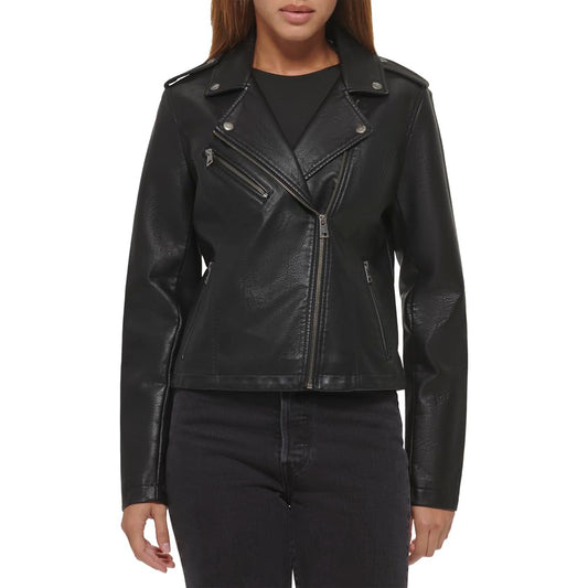 Levi's Women's Faux Leather Classic Motorcycle Jacket (Regular and Plus Sizes), black, XX-Large