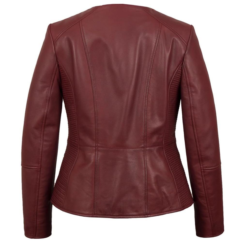 Leather Jacket Women Real Leather Jacket Women - Cafe Racer Slim Fit Womens Motorcycle Jackets (US, Alpha, 3X-Large, Regular, Regular, Burgundy)