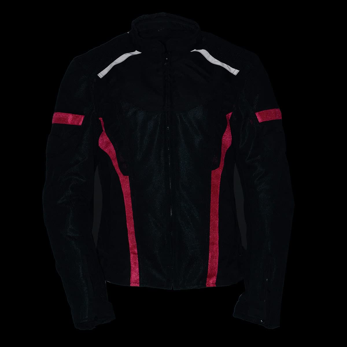 Milwaukee Leather MPL2794 Black and Pink Mesh/Textile Armored Motorcycle Racer Jacket for Women - All Season Jackets - Medium