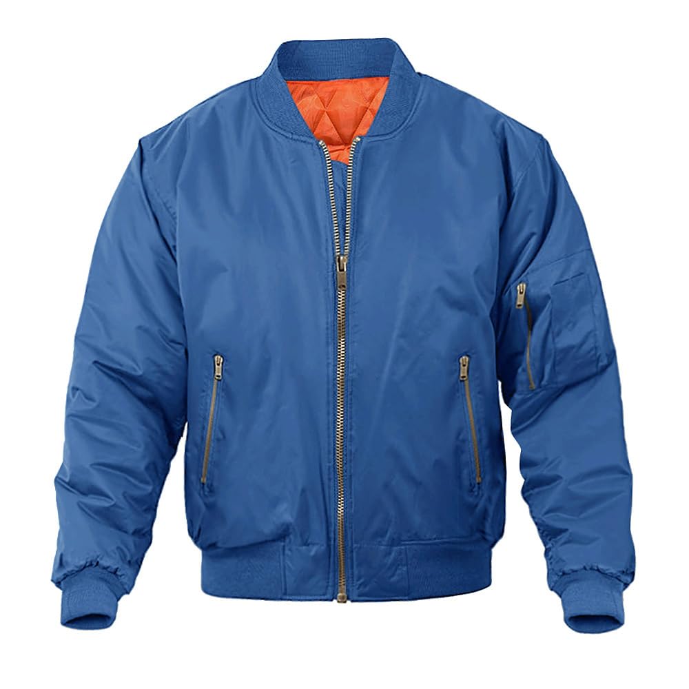 MAGNIVIT Bomber Jacket for Men Fall Winter Army Flight Jacket Blue M