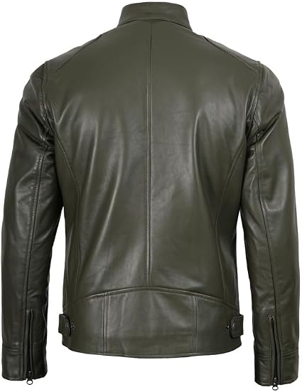 Decrum Men's Leather Jacket - Leather Jacket for Men | [1119264] Ddge Mltry Grn, L