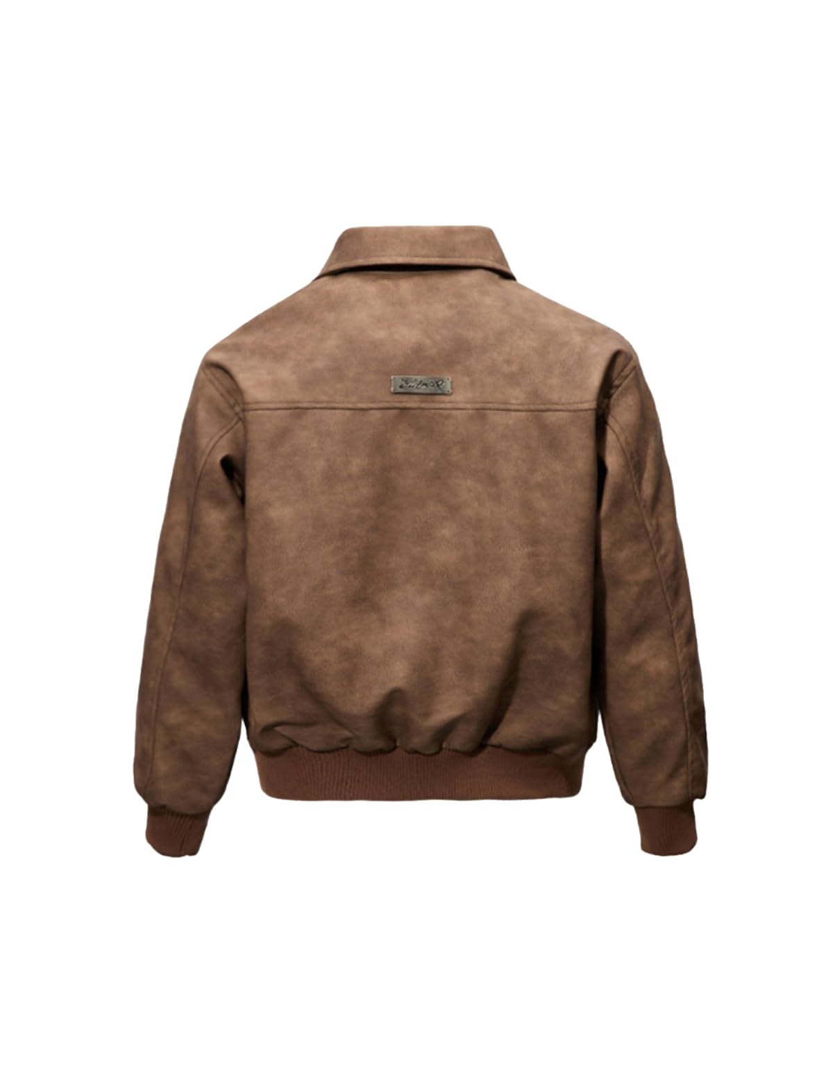 Fullneat Men’s Faux Leather Bomber Jacket Boxy Vintage Motorcycle Moto Coat Black Jacket Unisex Streetwear Zip Up Biker Outerwear Fashion Trendy Outfits for Men Women Casual Daily Wear Brown L