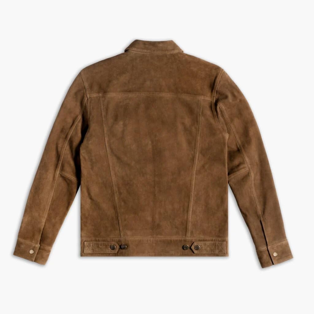 Isaac & David Chicago Vintage Trucker Suede Leather Jacket Men - Denim Biker Cafe Racer Causal Jacket Western Cowboy (US, Alpha, 3X-Large, Regular, Regular, Dusty)