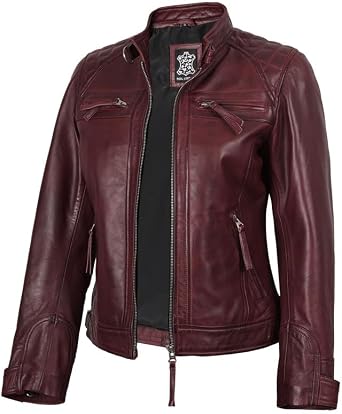 Blingsoul Womens Red Leather Jacket | [1315915] Diamond1 Maroon, XL