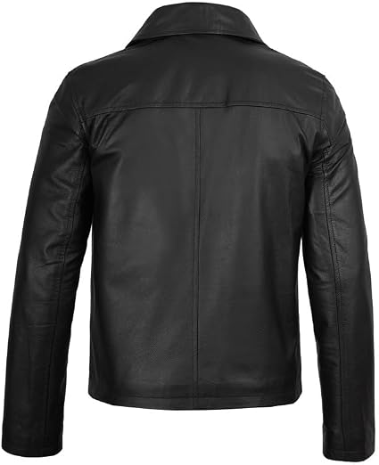 Decrum Black Leather Jacket Men - Cowhide Leather Jacket Men | [12315285] Earl Cowhide,XL
