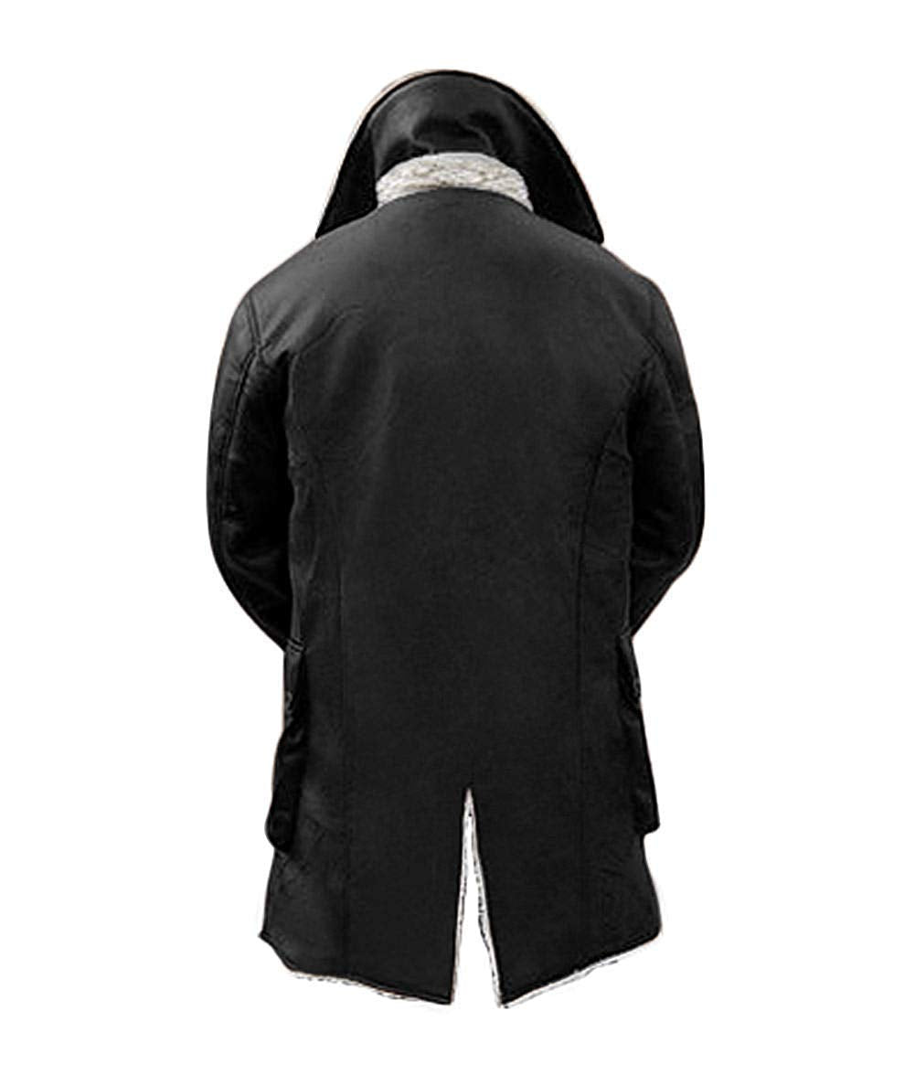 Blingsoul Shearling Coat Black Leather Swedish Bomber Jacket | [1509934] Bain Real Black, L