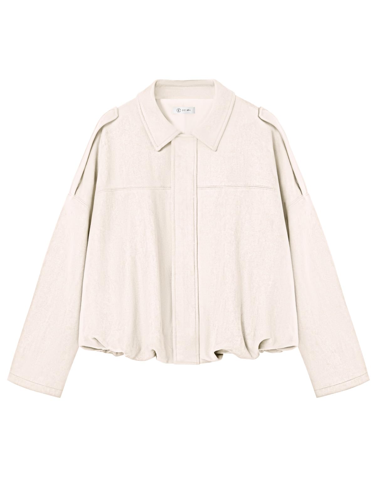 Cicy Bell Womens Faux Suede Bomber Jackets Oversized Cropped Zip Up Coats