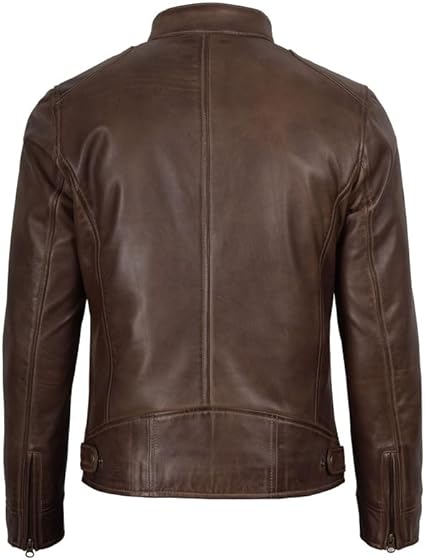 Decrum Mens Brown Leather Jacket Men - Classy Men's Winter Jacket| (N2) [1116065] Ddge Chocolate Brown, XL