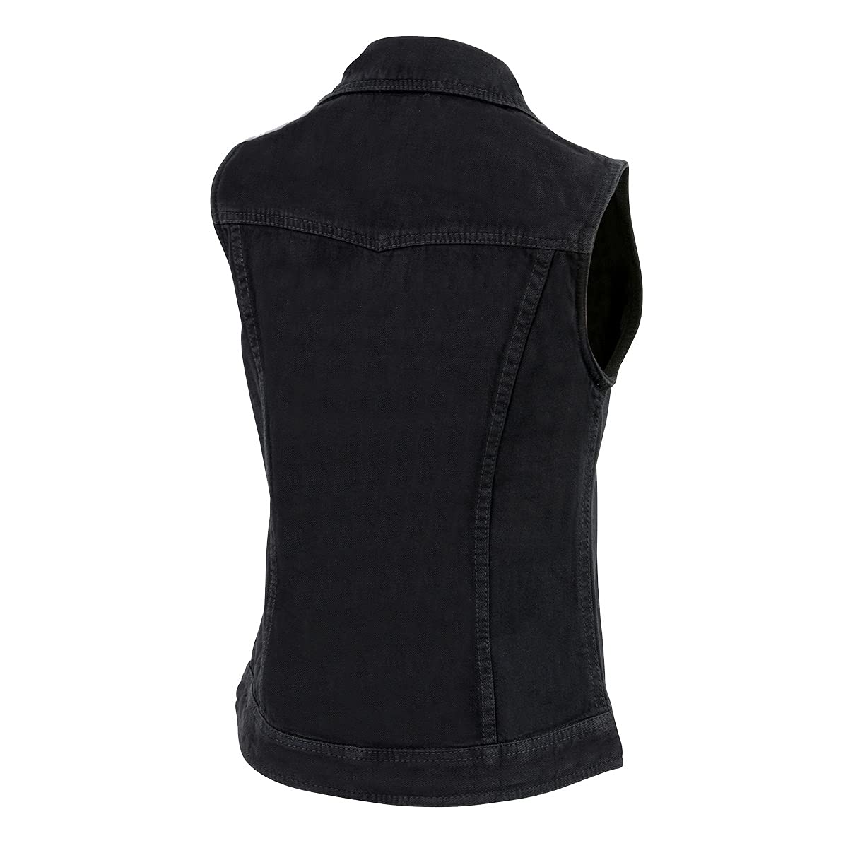 Milwaukee Leather MDL4030 Women's Black Denim Zipper Front Motorcycle Vest with Studded Spikes - Medium