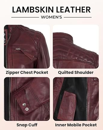 Blingsoul Womens Red Leather Jacket | [1315915] Diamond1 Maroon, XL