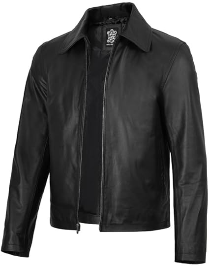 Decrum Black Leather Jacket Men - Cowhide Leather Jacket Men | [12315285] Earl Cowhide,XL