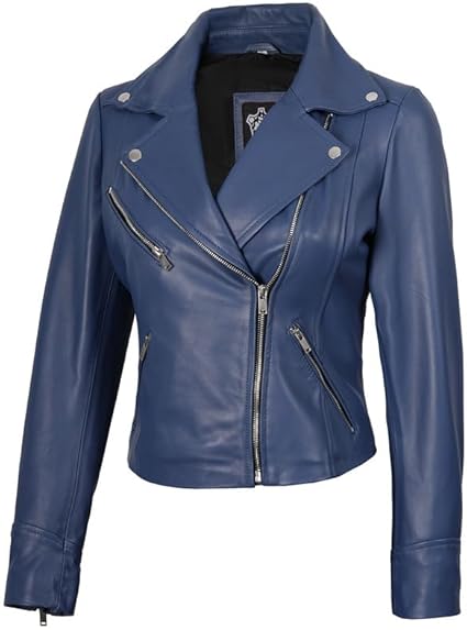 Decrum Winter Jackets for Women - Womens Leather Jacket | [1324112] Ninfa Blue, S