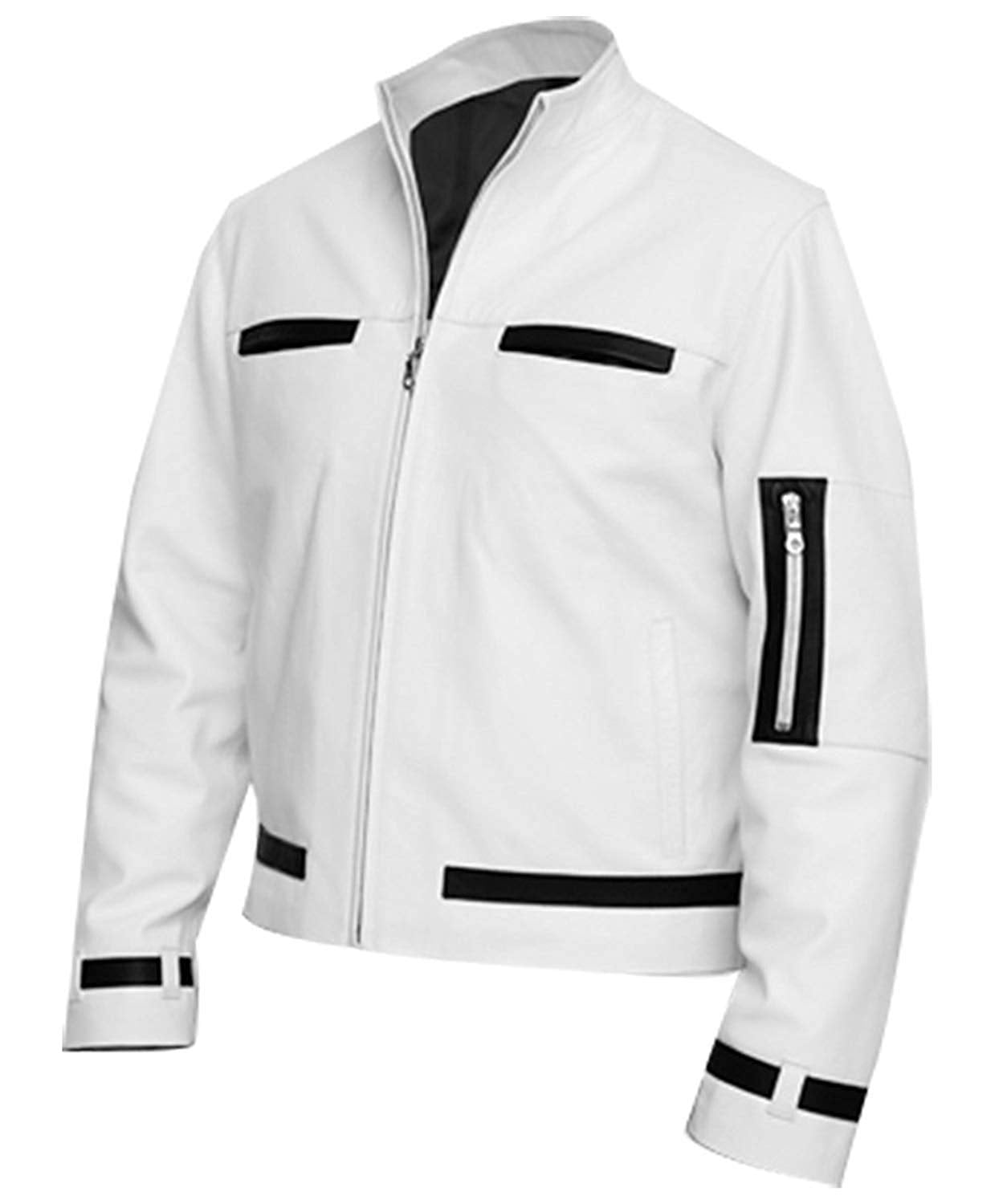 Lashvine Mens White Motorcycle Jacket Cafe Racer Jacket Kyo Kusanagi Cosplay Costume Biker Leather Jacket