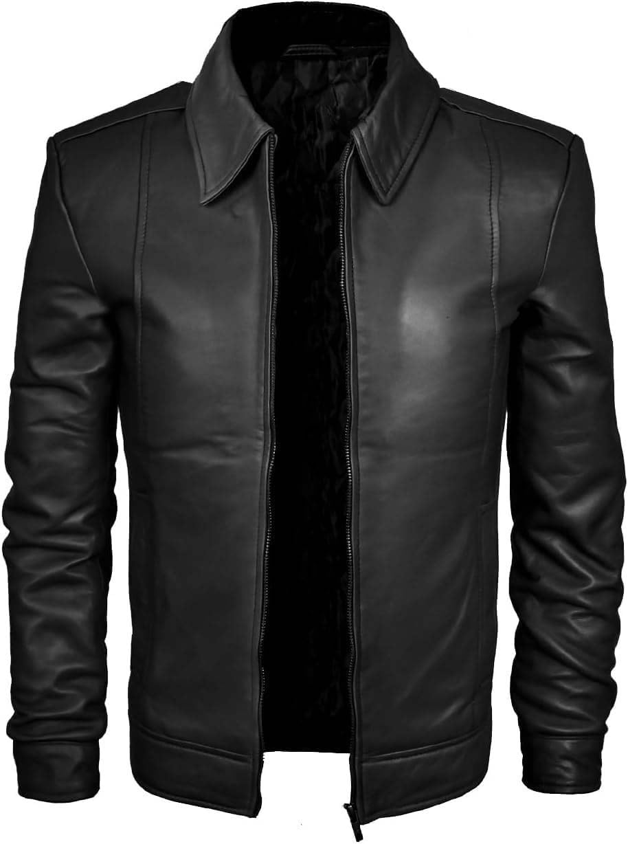 Cheemaz Mens Leather Jacket - Real Lambskin Classic Vintage Style Leather Jackets For Men Brown Leather Jacket for Mens (as1, alpha, l, regular, regular, Black Lambskin Jacket)