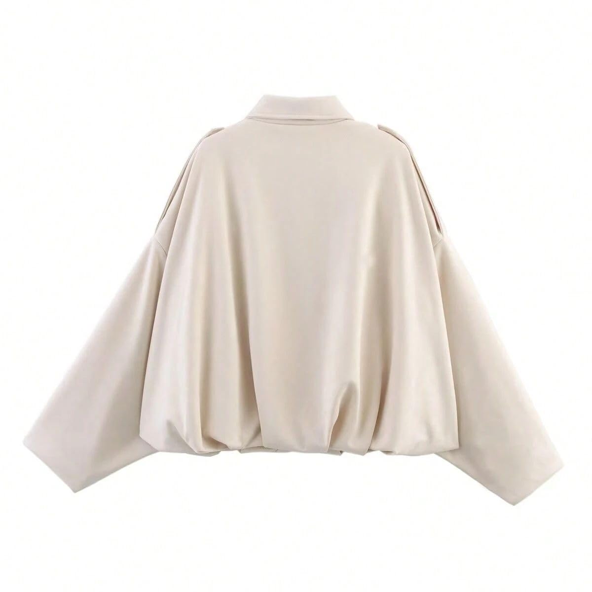 SKAYS Womens Faux Suede Bomber Jacket Lightweight Zip Up Cropped Lapel Pilot Jackets Oversized Casual Motorcycle Coat Beige M
