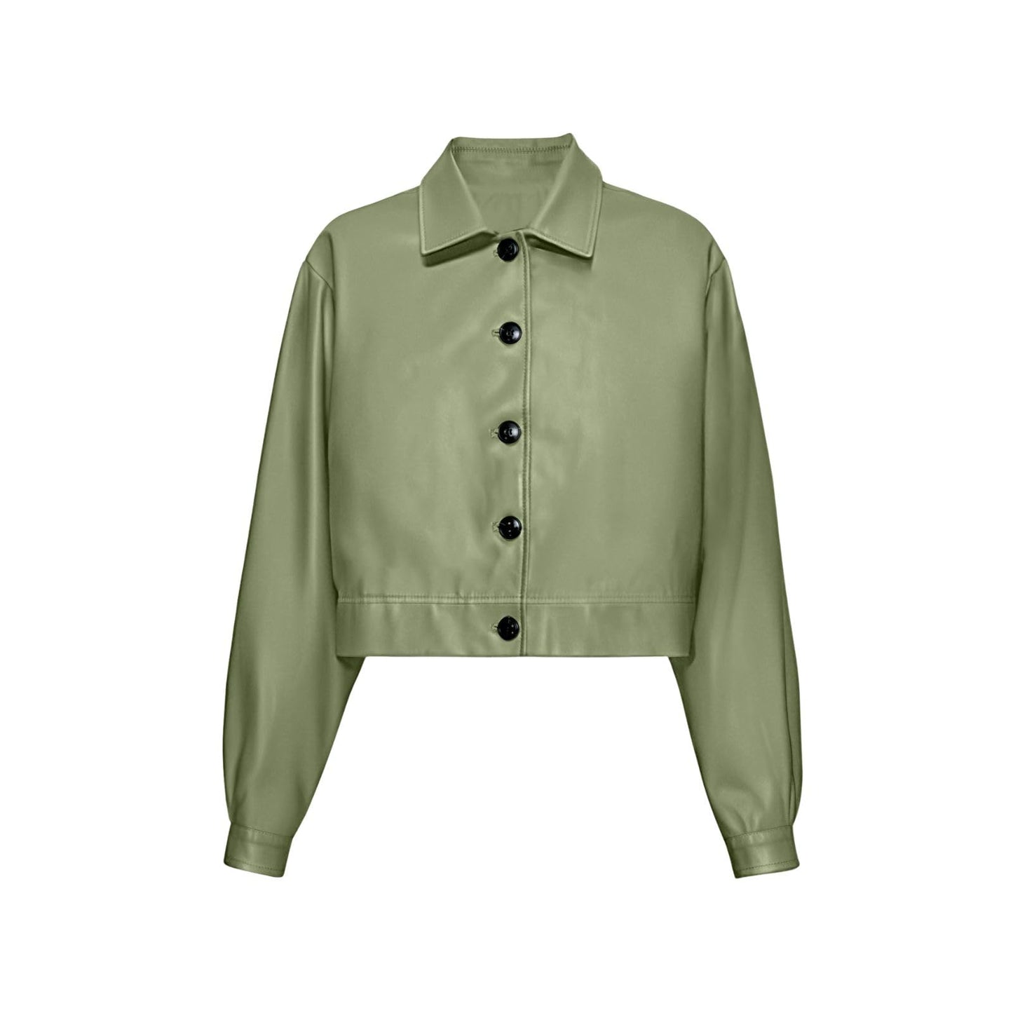 Muzly Women's Faux Leather Cropped Jackets Casual Lightweight Fall Fashion 2025 Winter Coats Outerwear Trendy Clothes(Green,XL)