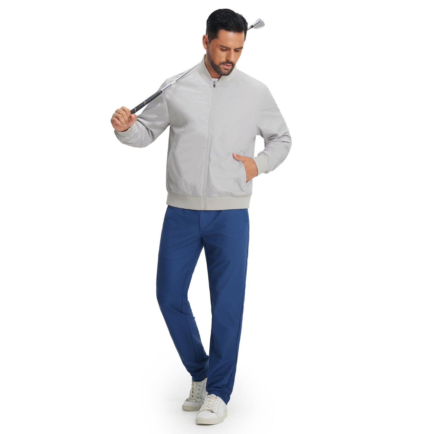 M MAELREG Lightweight Bomber Jacket Men Windproof Casual Flight Varsity Golf Jackets Spring Fall Zip Up Coat