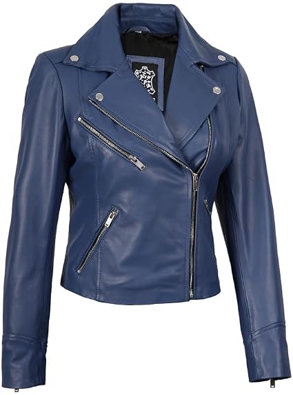 Decrum Winter Jackets for Women - Womens Leather Jacket | [1324112] Ninfa Blue, S