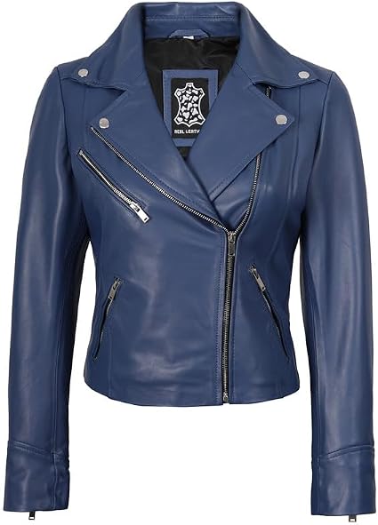 Decrum Winter Jackets for Women - Womens Leather Jacket | [1324112] Ninfa Blue, S