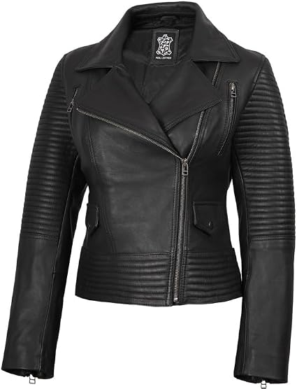 Blingsoul Disc Women's Black Leather Jacket | [1301823] Gadot Black, M