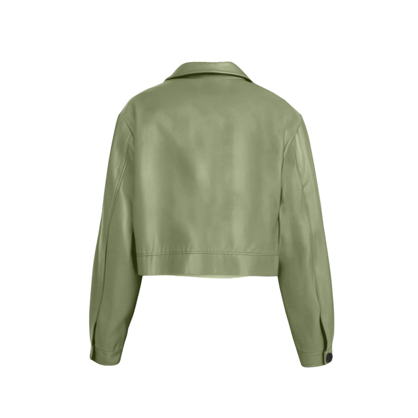 Muzly Women's Faux Leather Cropped Jackets Casual Lightweight Fall Fashion 2025 Winter Coats Outerwear Trendy Clothes(Green,XL)