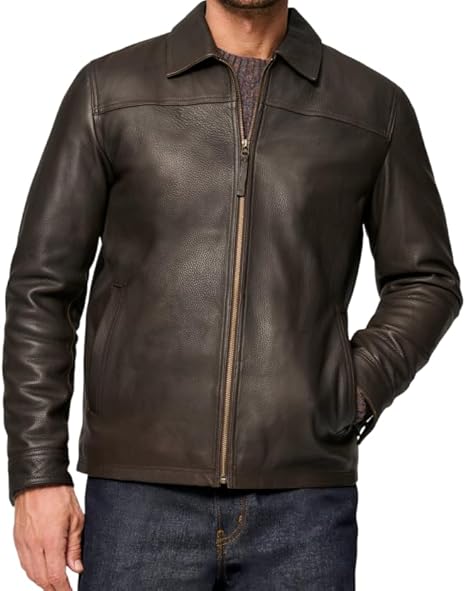 Isaac & David Chicago Men's New Black/Brown Lambskin Leather Classic Open Bottom Jacket Motorcycle Vintage Racing Jacket (US, Alpha, Large, Regular, Regular, Brown Leather Jacket)