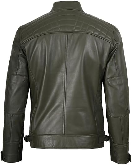 Decrum Motorcycle Leather Jacket - Men's Leather Jacket | [1123973] Olive Green, M