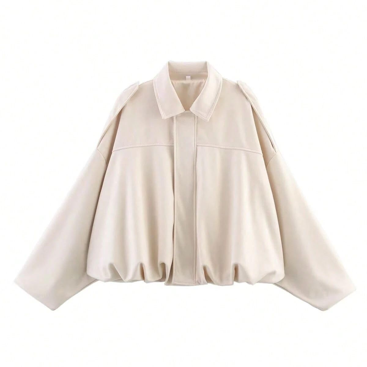 SKAYS Womens Faux Suede Bomber Jacket Lightweight Zip Up Cropped Lapel Pilot Jackets Oversized Casual Motorcycle Coat Beige M