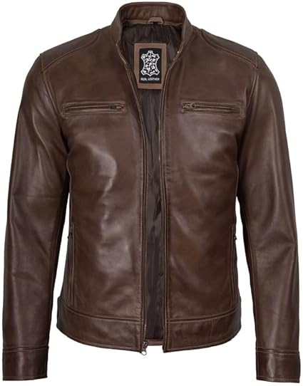 Decrum Mens Brown Leather Jacket Men - Classy Men's Winter Jacket| (N2) [1116065] Ddge Chocolate Brown, XL