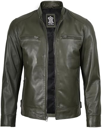 Decrum Men's Leather Jacket - Leather Jacket for Men | [1119264] Ddge Mltry Grn, L