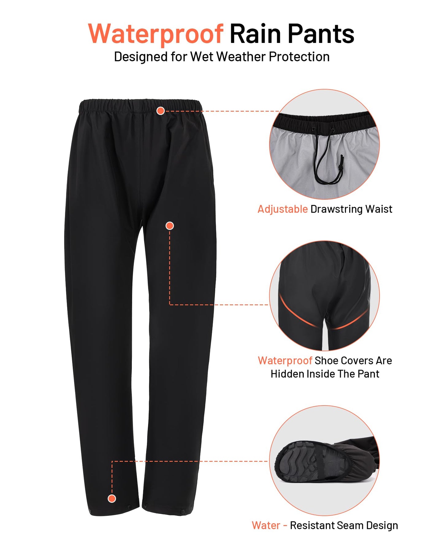 Oumurs Motorcycle Rain Suit - Waterproof Jacket & Pants for Men & Women, Lightweight Nylon, Reflective, Multi-purpose for Riding, Fishing, Golf, Hunting, Camping