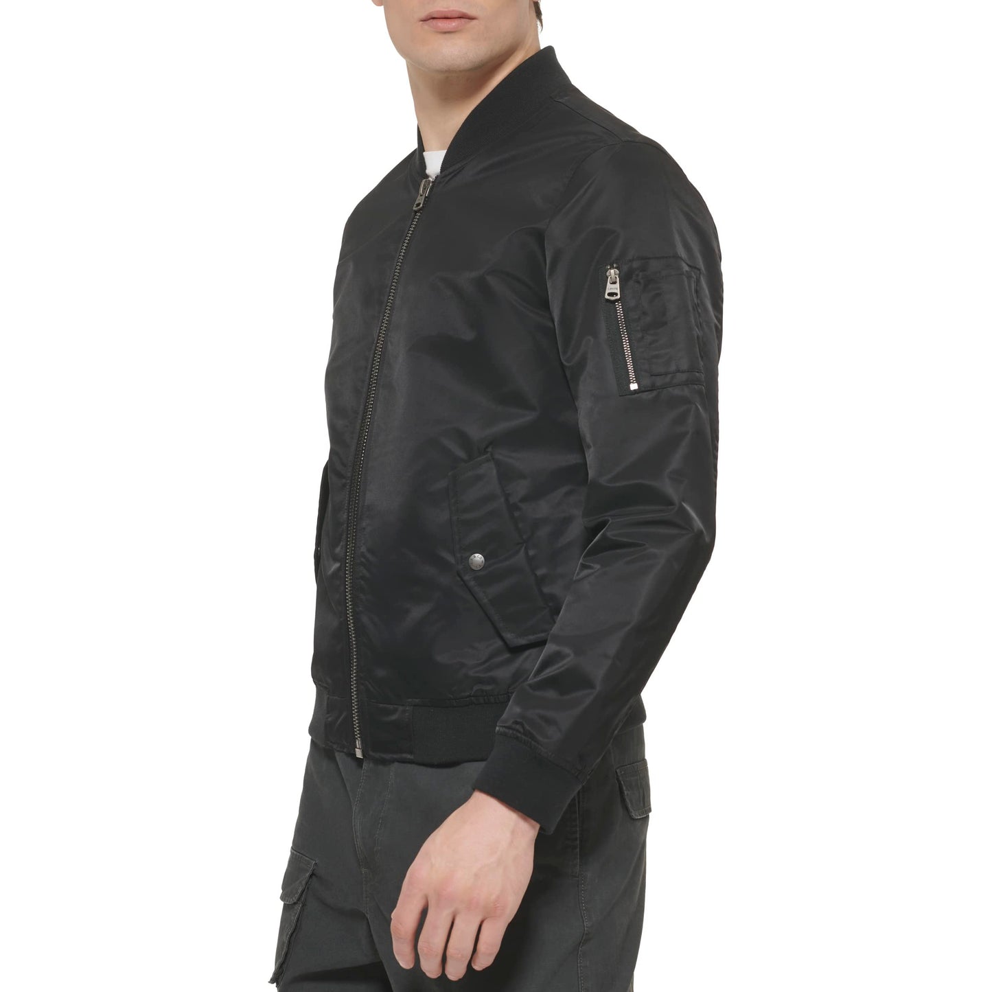 Levi's MA-1 Flight Lightweight Zip-Up Bomber Jacket, Black Ma-1 Unfilled, L