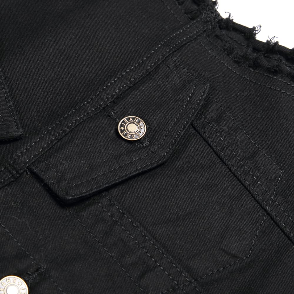 Ginsiom Gisiom Punk Vest,Black Denim Rocker Vest For Men 80'S Sleeveless Biker Jean Jacket Motorcycle Metal Shirt Xl