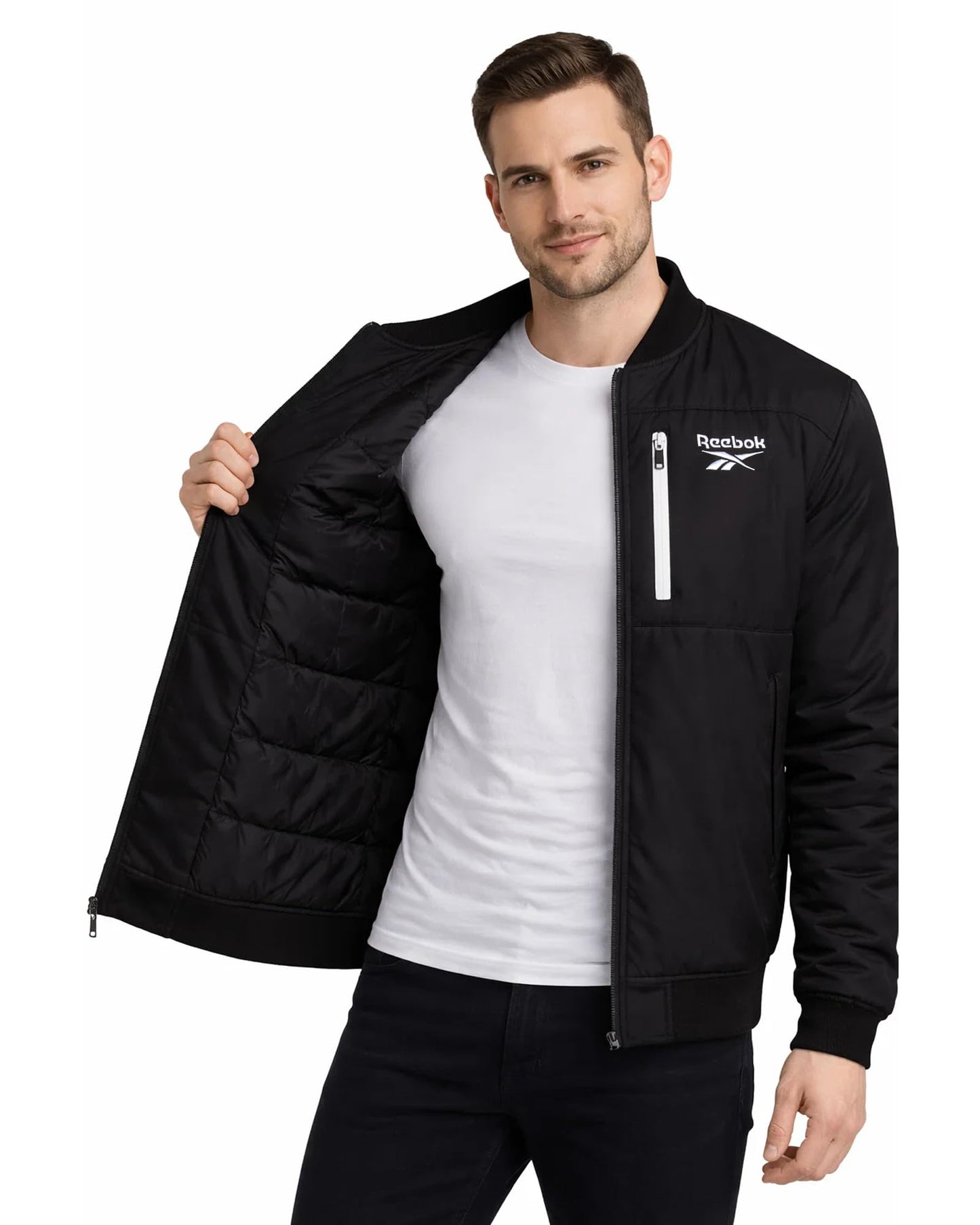 Reebok Mens Insulated Bomber Jacket for Golf, Gym & Hiking