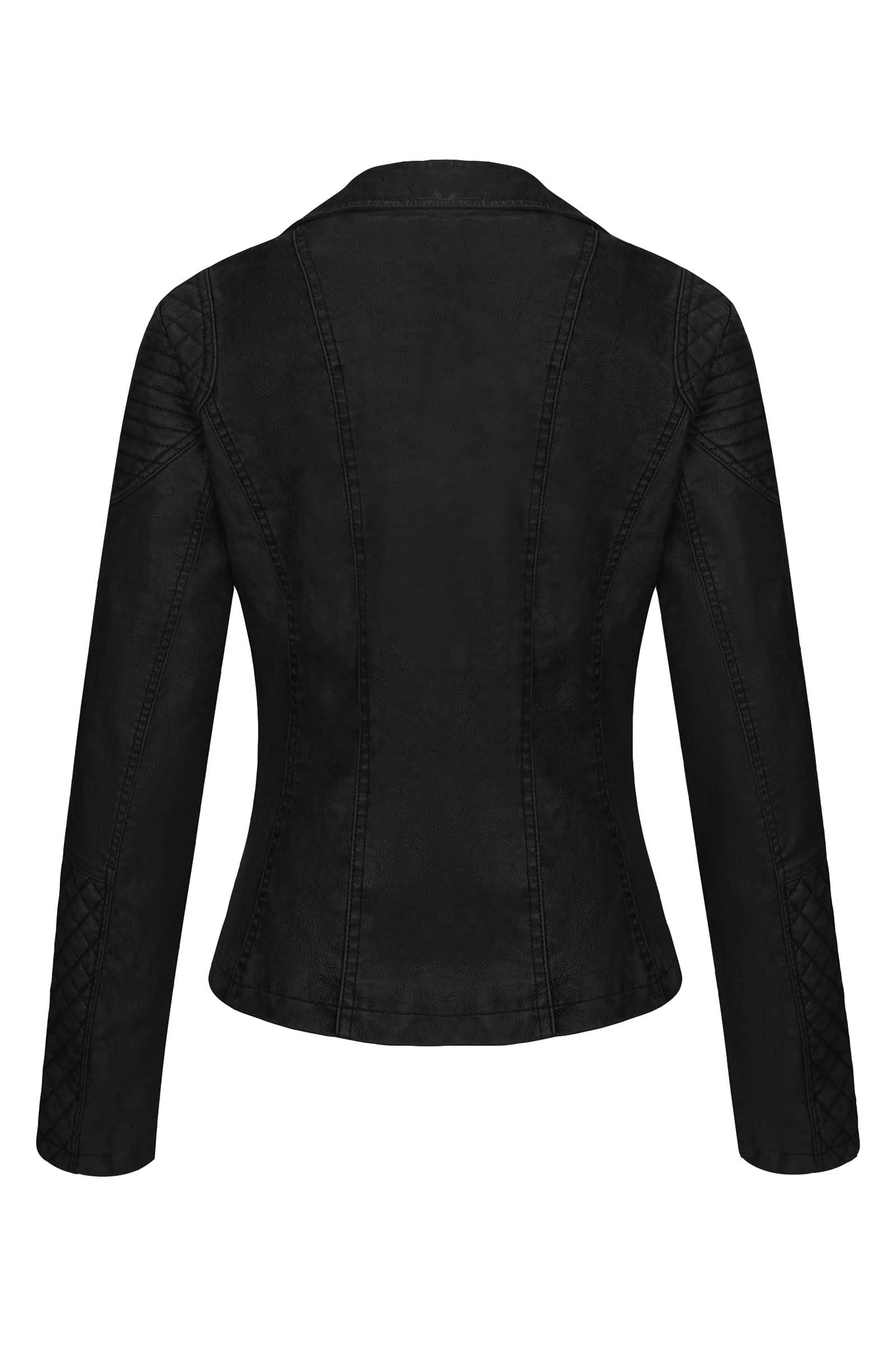 Bellivera Women's Faux Leather Casual Moto Lightweight Jacket Black 3L